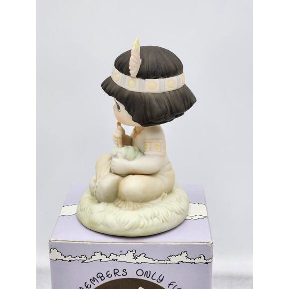 Precious Moments Figurine Lord Keep Me In Teepee Top Shape 1991 Vintage Box Tag - Picture 8 of 11